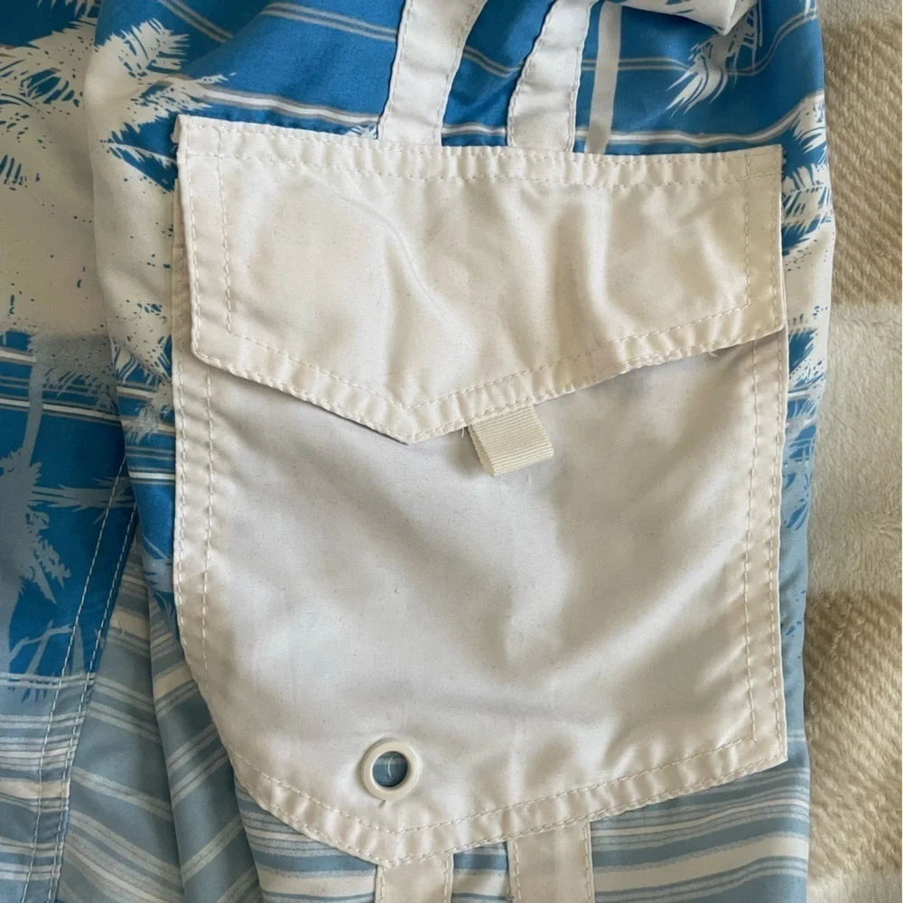 White Mesh Palm Tree Swim Shorts by U.S. Apparel